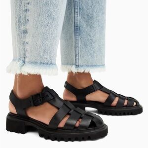 AllSaints Black Nessa Sandals size 37 brand new with tag no box